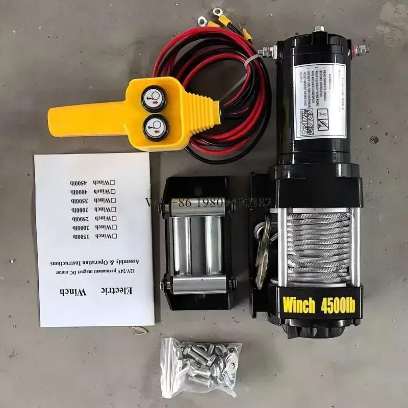 wmwmnu for Professional 4500Lbs Car Winch High Quality 12v 24v Steel Wire Winch with Remote Wireless Control for