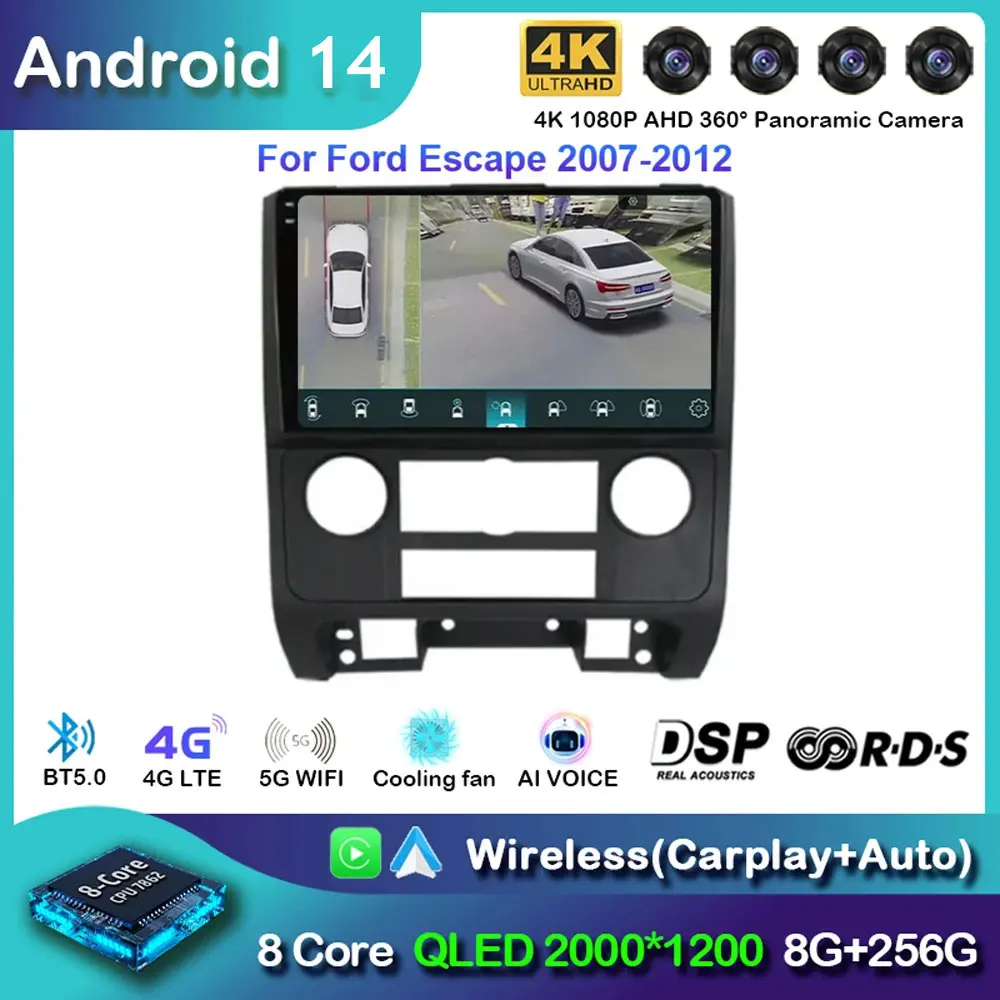 

Android15 Car Radio For Ford Escape 2007 2008 2009 2010 2011 2012 Navigation GPS Multimedia Video Player Stereo wireless Carplay
