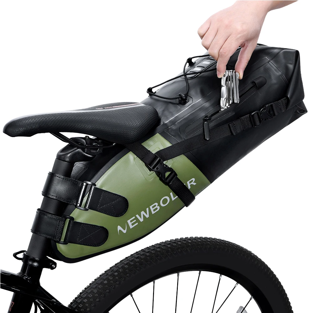 NEWBOLER Fahrrad-Satteltaschen-Stabilisator-Set, wasserdicht, 13 l, großes Fassungsvermögen, stabiler für MTB, Rennrad, passend für Wasserflaschenhalter – Detail 10