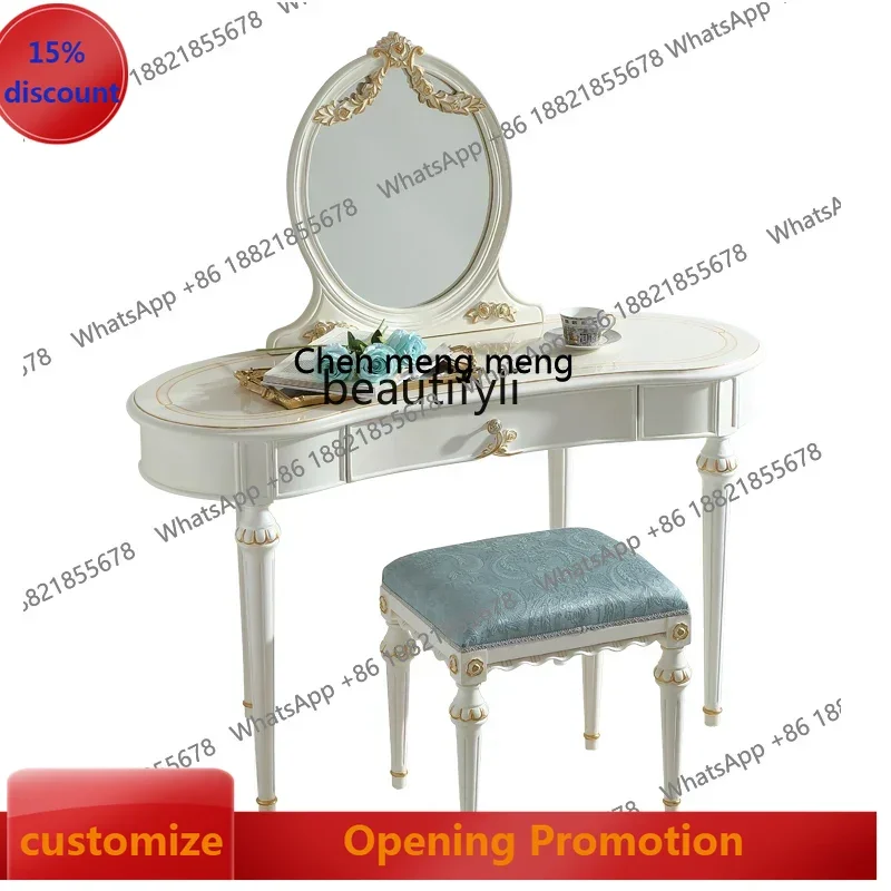 

new styleFrench Pastoral Style European Romantic Fresh Dressing Table Bedroom Makeup Table Dressing Stool Mirror ss 7304