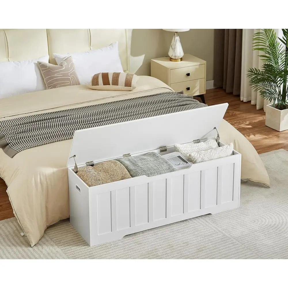 ตู้เก็บของไม้ขนาดใหญ่พิเศษ, ม้านั่งพร้อมบานพับนิรภัย, ที่เก็บรองเท้า, รับน้ำหนักได้ 220 ปอนด์, ประกอบง่าย, ห้องนอน, ห้องนั่งเล่น