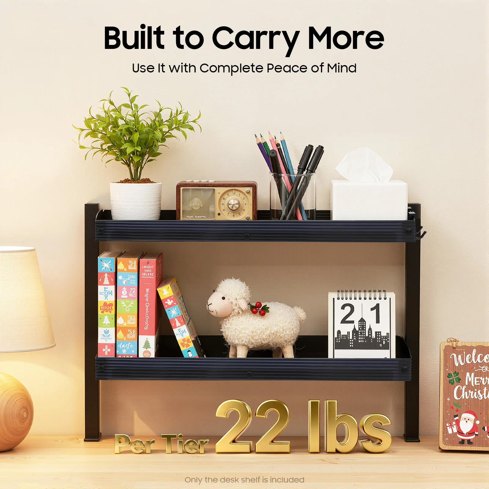 2段式クランプオンデスクシェルフオーガナイザー、黒色の省スペ - Desk Setup Black のレビューと価格