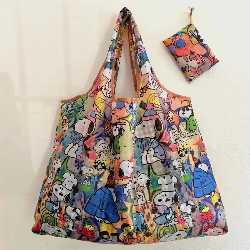 New Snoopy Eco-friendly Shopping Bag Kawaii Large Capacity Portable Foldable Grocery Bag Waterproof Storage Bag