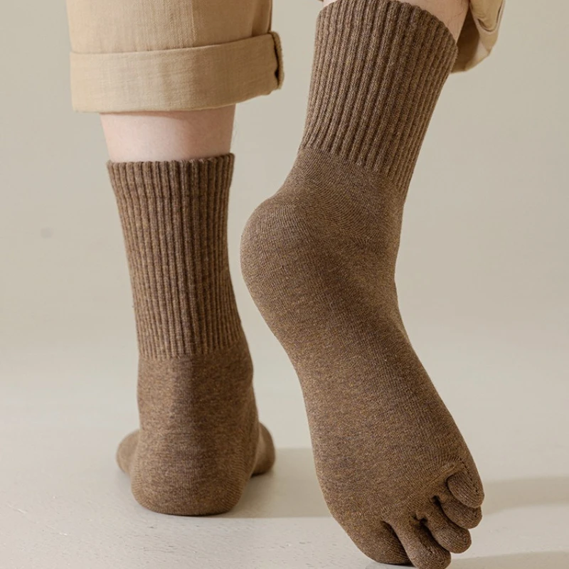 1/7 pares de outono inverno masculino anti odor suor absorvente puro algodão meados tubo meias simples casual cinco dedos meias