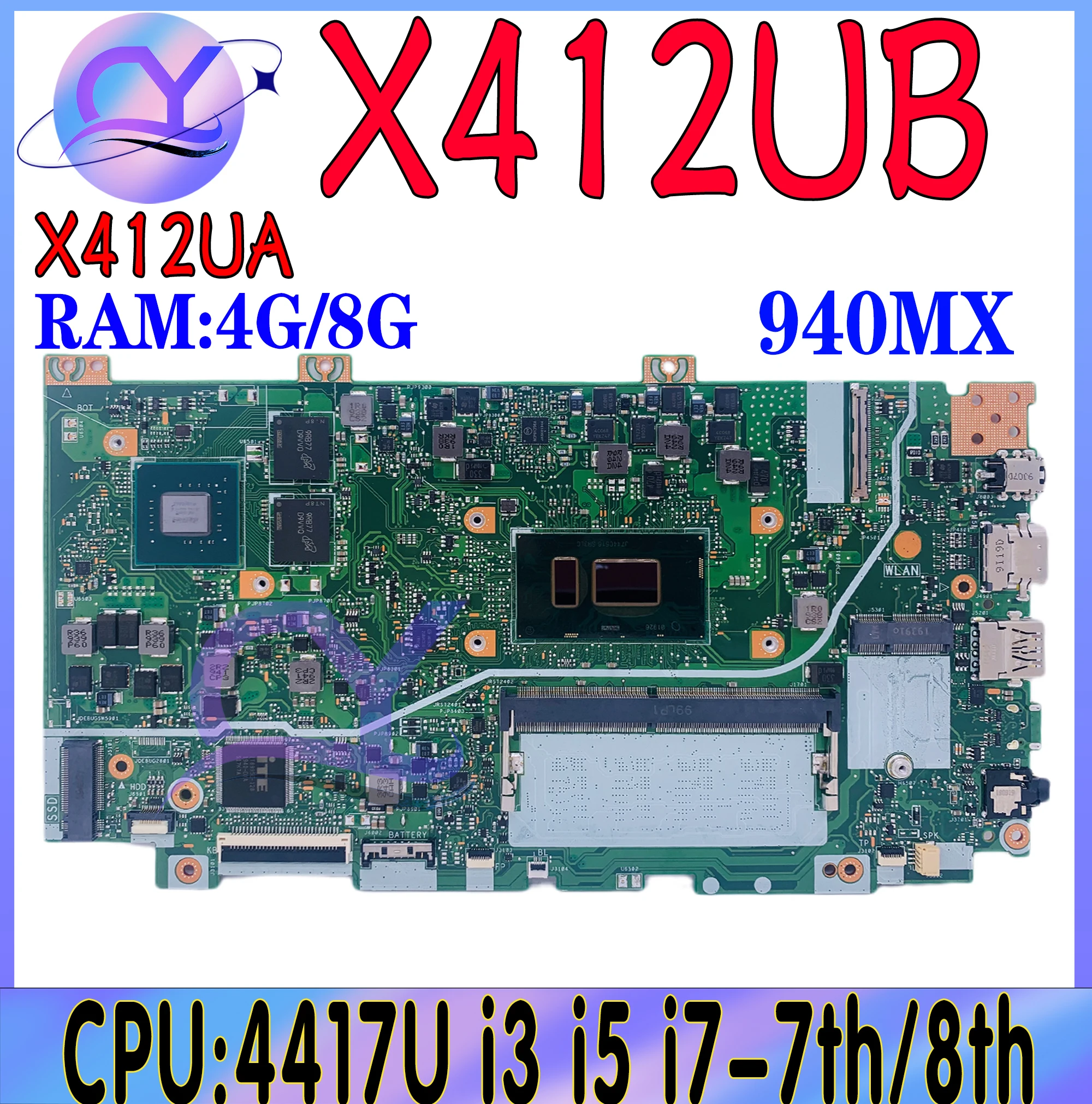 X412UA Laptop Motherboard For ASUS Vivobook 14 X412 X412UB X412UF F412U A412U Mainboard I3-8130U I5-8250U I7-8550U GPU UMA/940MX