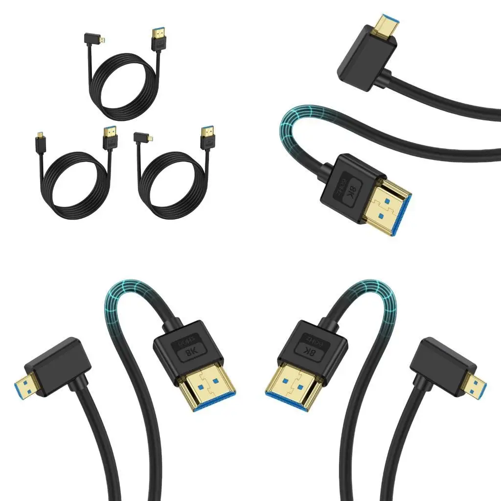 

8K60 Гц 1080p камера 2.1 Кабельный мягкий силиконовый вариант 90 градусов вариант гибкий для планшетов мониторирует 30 см D2RC