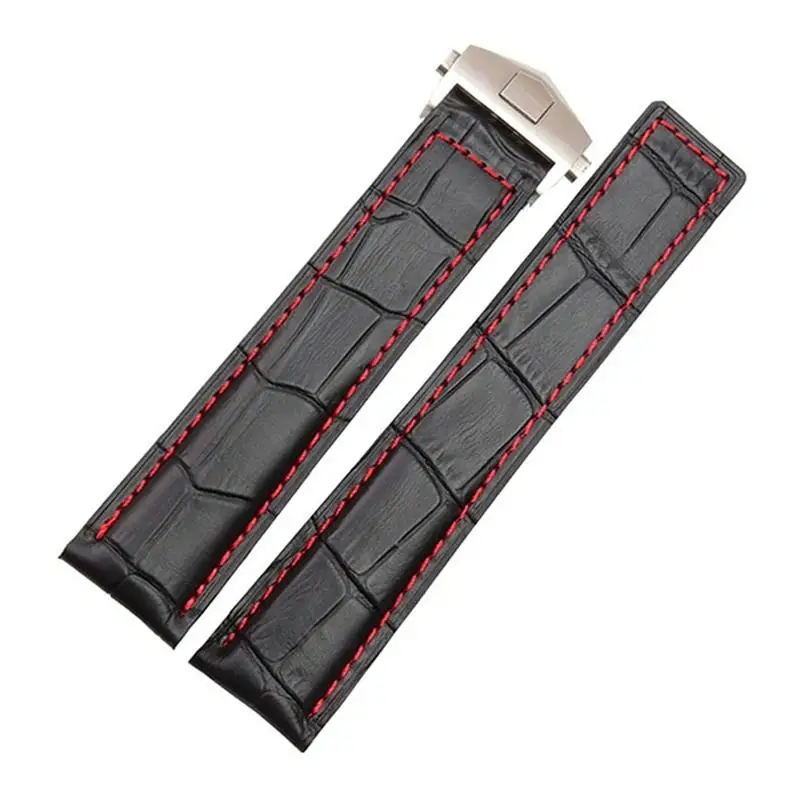 

PCAVO Genuine Leather Bracelet 19mm 20mm 22m For Tag Heuer Watchband Men Wristwatches Band Accessories Fold Buckle Leather