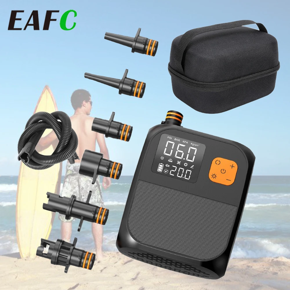 EAFC Electric Air Pump Wireless Air Pump 80W Wireless SUP Pump Tire Inflator Dual-Stage Battery Paddle Board Pump for Inflatable