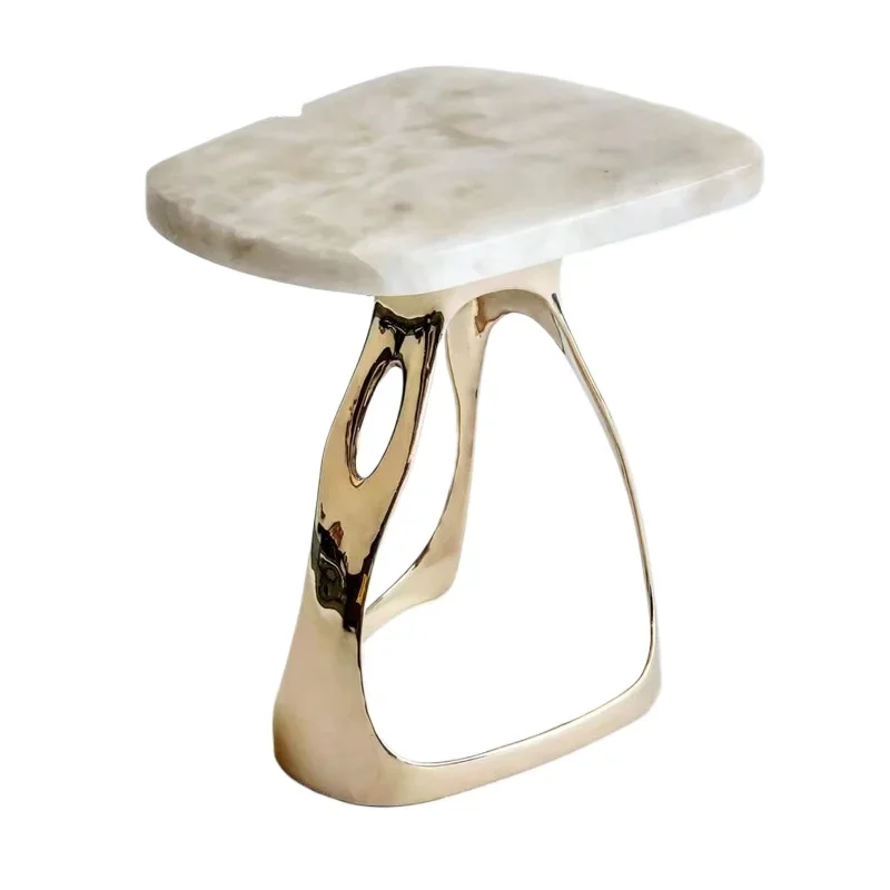 Nordic personality designer marble coffee table, fiberglass spray-plated fashionable living room sofa, creative small side table