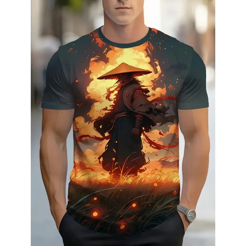 Colorful Fox Jesus Graphic T Shirt For Men Cool Giant Hero 3D Print Tees Summer Fashion Short Sleeve Tops Loose O-Neck T-Shirts