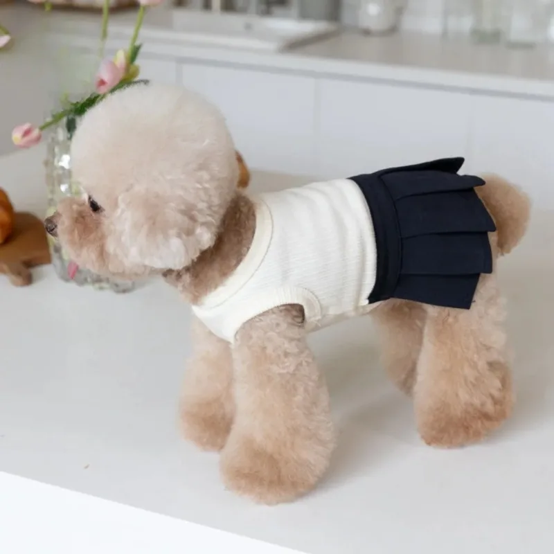 Cute Pet Dog Clothes School Uniform Pleated Skirt Vest Skirt Fashion Teddy Clothes for Small Dogs Dog Dresses Puppy Clothing