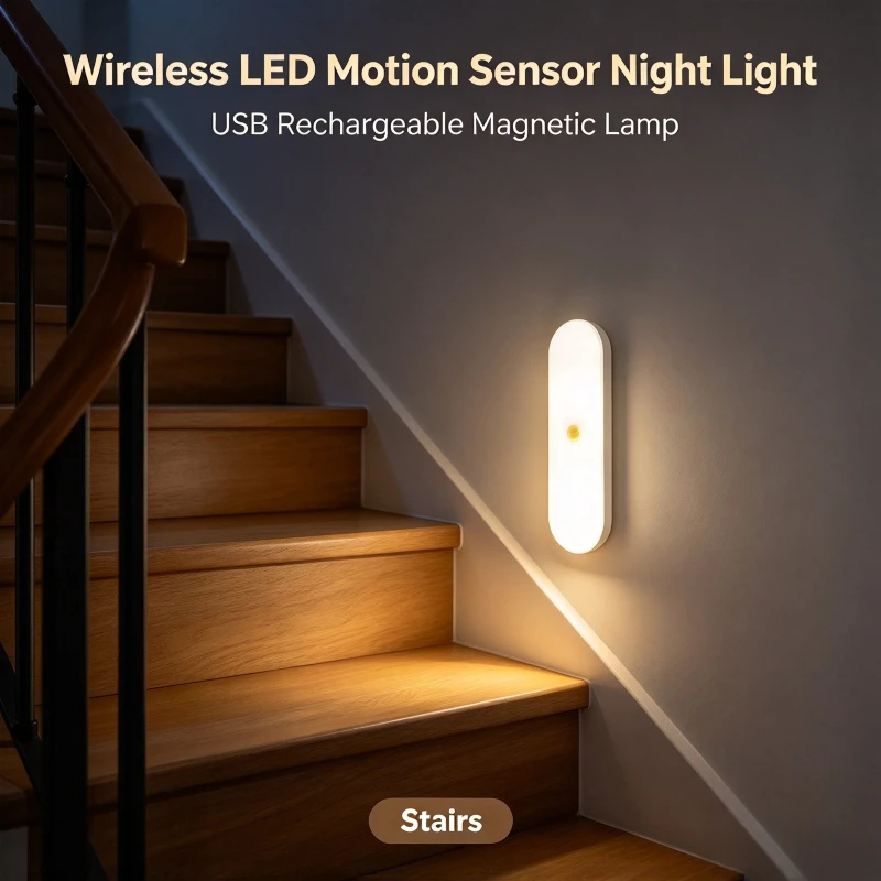 Rechargeable Magnetic LED Night Light Motion Sensor Wardrobe Hallway Decorative Gift Ornament Lamp for Bedroom Party Home Decor