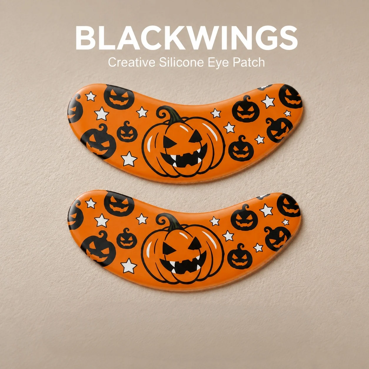 BLACKWINGS Halloween Self Adhesive Silicone Under Eye Pad, Pumpkin Bat Ghost Design, Wearable Reusable Eye Mask, Instant Visual