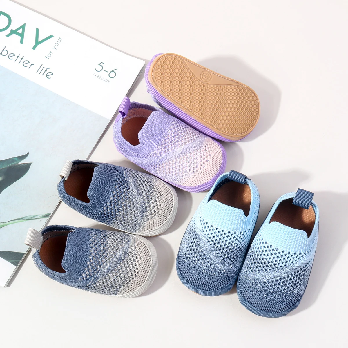 

New gradient color simple personalized baby toddler shoes non-slip infant and toddler insulation baby shoes