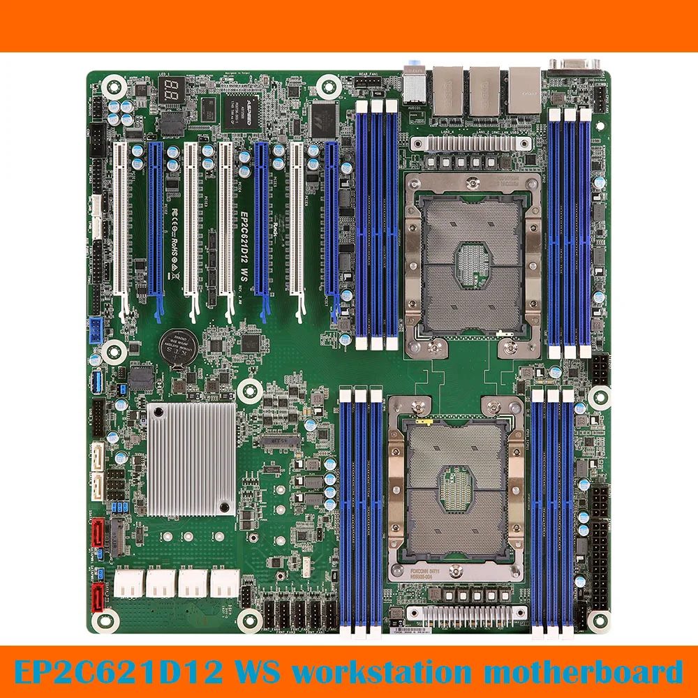 For ASRock Workstation Motherboard EP2C621D12 WS Dual-slot Supports LGA3647 2nd Gen DDR4 Fully Tested