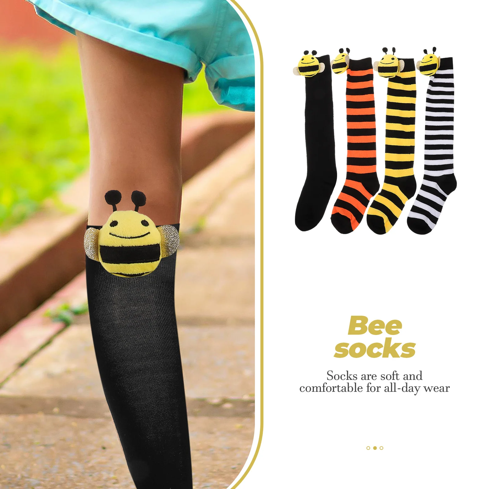 Over Knee Girls Long Cosplay Bee Festival Party Favor Thigh High Socks For Kids Women Warm Spring Winter Stockings Pattern