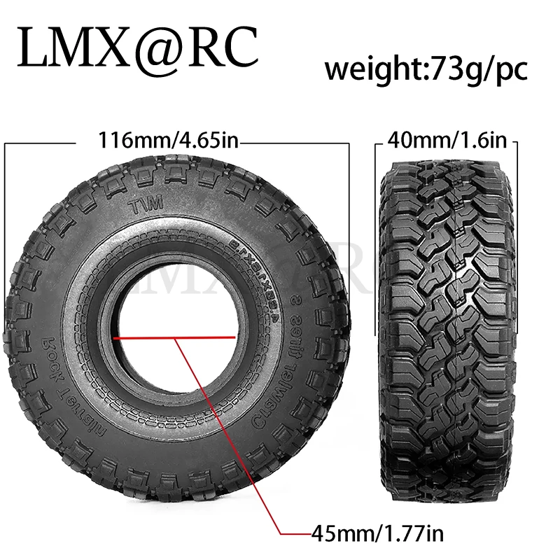 RC 4pcs 116mm 1.9" Tire Rubber Tire Wheel for 1/10 RC Crawler Car Axial SCX10 Pro Goat Traxxas TRX4 RC4WD D90 MST Redcat