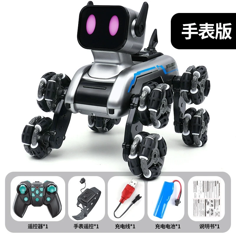 Jouet Robot intelligent RC pour chien, voiture à 8 roues, contrôle des gestes de cascade, véhicule d'escalade pour enfants, chiot mécanique, cadeau interactif pour animaux de compagnie