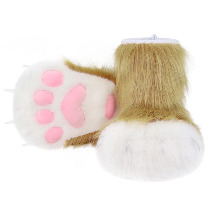 

Furry Animal Cat Paw Women Boots Fashion Slippers Fuzzy Boots Fox Bear Claw Shoes Warm Winter Shoes Party Cosplay Accessories