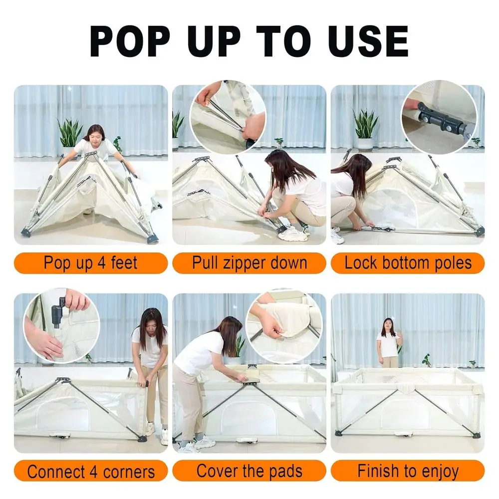 ساحة لعب محمولة 59 قابلة للطي للرضع والأطفال الصغار، روضة لعب داخلية/خارجية مع بوابة #2