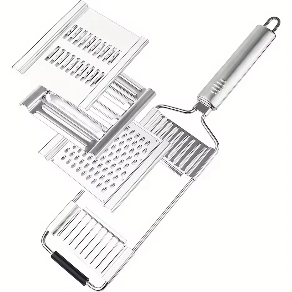 Stainless Steel Kitchen Vegetable Slicer, Sharp Potato Shredder, 3 Blade Interchangeable Multi-Purpose Vegetable Cutting Tool