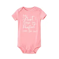 My Aunt Says I'm Perfect Letter Printed Infant Toddler Jumpsuit Summer Newborn Bodysuits Funny Auntie Baby Clothes Shower Gifts 4