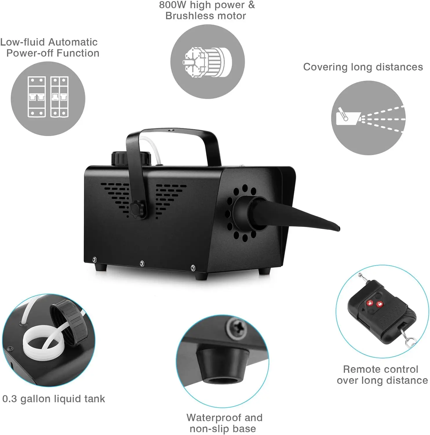 800W Mini Snow Machine Remote Control Professional Special Effect Stage Fog Equipment  for DJ Disco Party Wedding Setting