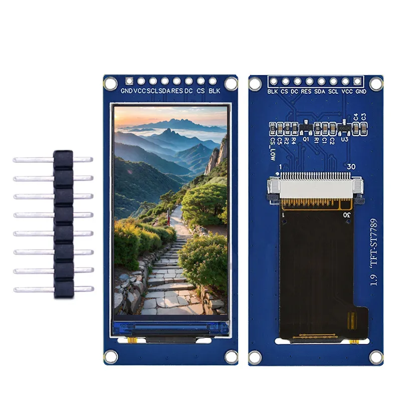 1.9 Inch Full Color TFT LCD Display Module, ST7789 Driver, SPI Interface 8-Pin, 170By320 Resolution,
