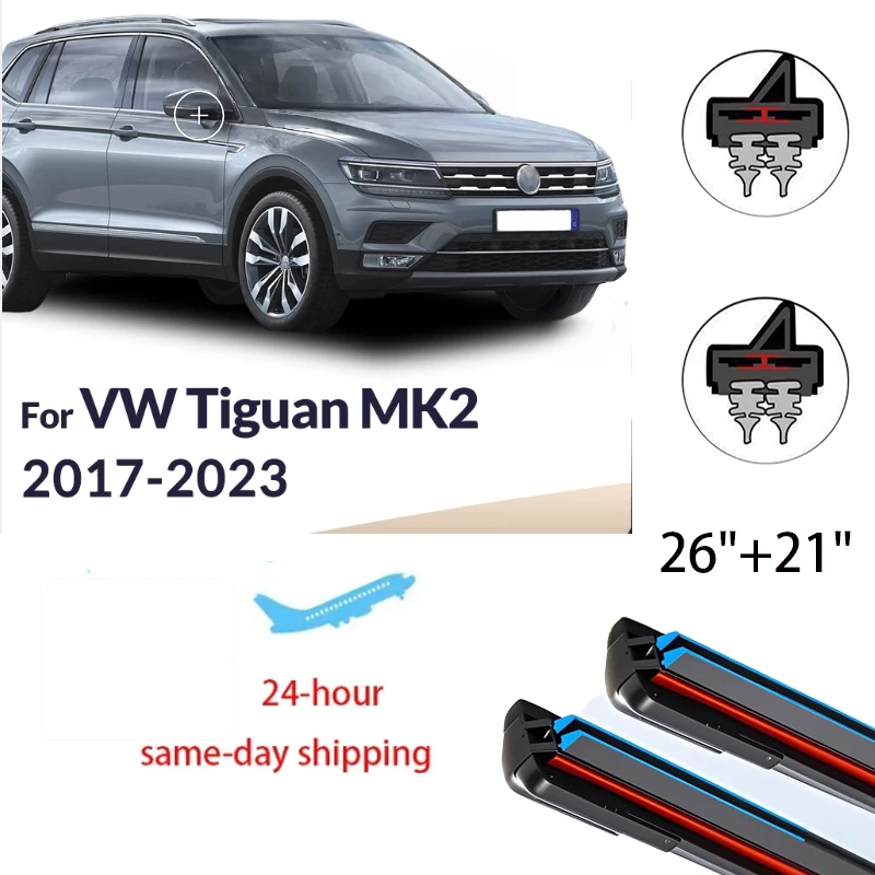 

For Volkswagen VW Tiguan MK2 2017-2023 2020 2021 2022 Wiper Front Wiper Blades Windshield Windscreen Window 26"+21"
