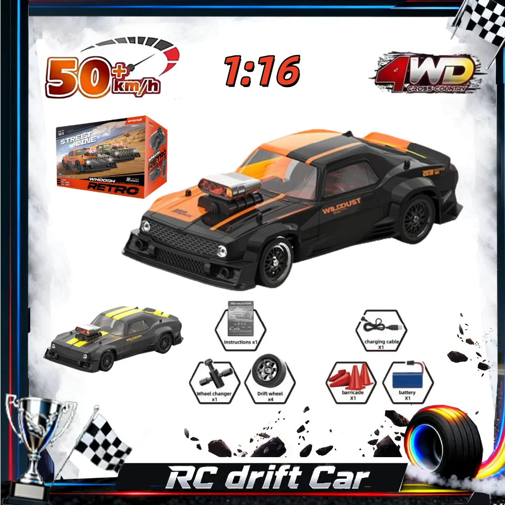 

1:16 Масштаб RC Drift Car Высокоскоростной 50mph 4X4 Пульт дистанционного управления со светодиодной подсветкой и гироскопом EPS для взрослых Мальчиков Модель игрушечного автомобиля Дрифтинг