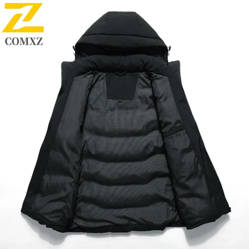 COMXZ Men Parker Coat High Quality Trendy Ski Travel Warm Loose Snow Winter Jacket Stylish Street Minimalist Puffer Jackets 2025