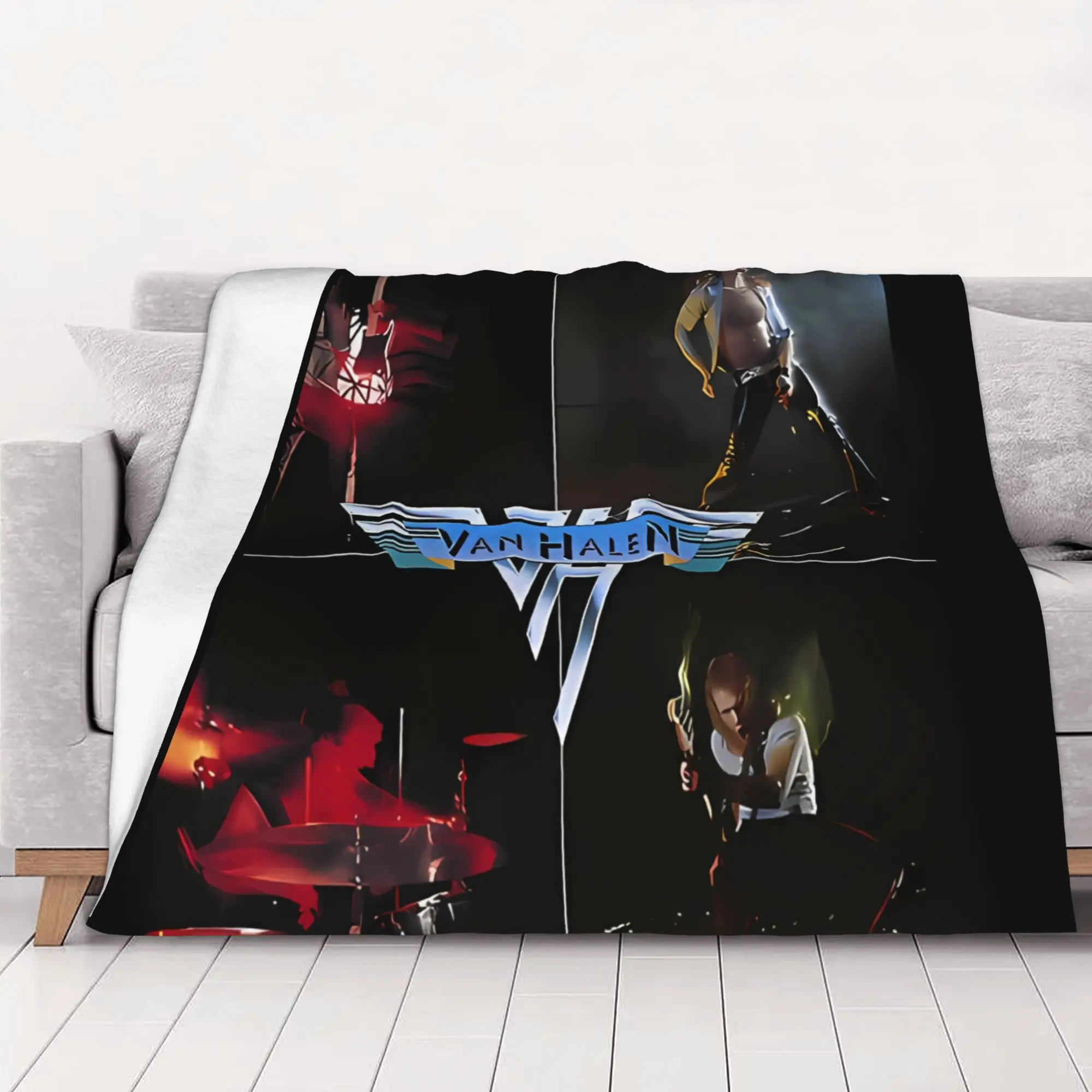 1PC Vn Hlen Vn Hlen Album Cover Van Halen home room decorations Winter Blankets for Adults Bedding Home Interior Sofa Knee