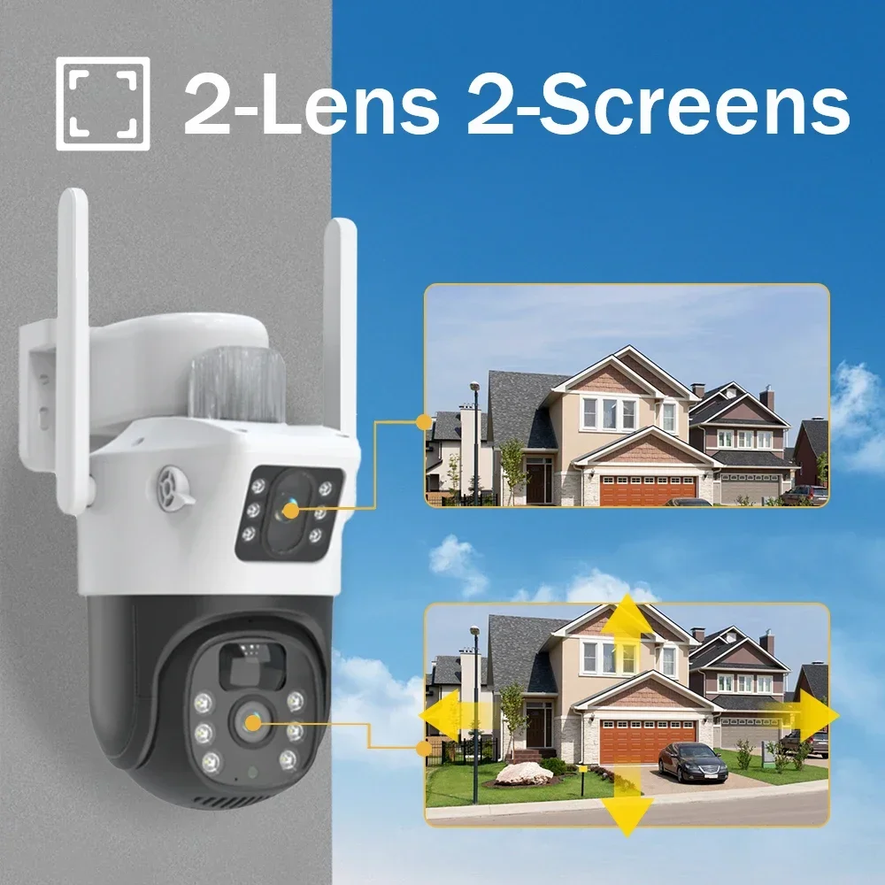 4K 8MP Solar Wireless IP Camera with 10800 MAh Battery Outdoor HD Dual Lens WiFi PTZ Camera Solar Panel CCTV Security Camera