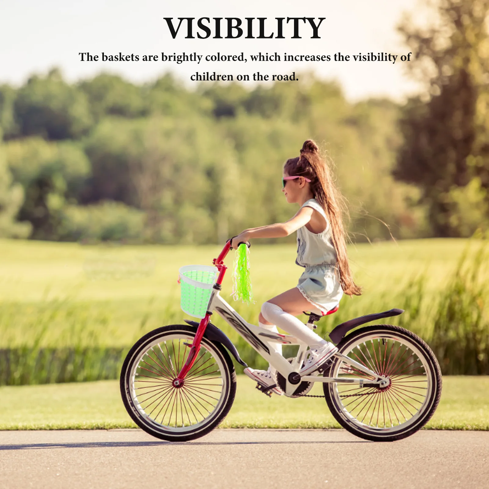 

1 set Kids Bike Basket Front Colorful Bicycle Handlebar Decoration Accessories Multifunctional Storage Easy Installation Durable