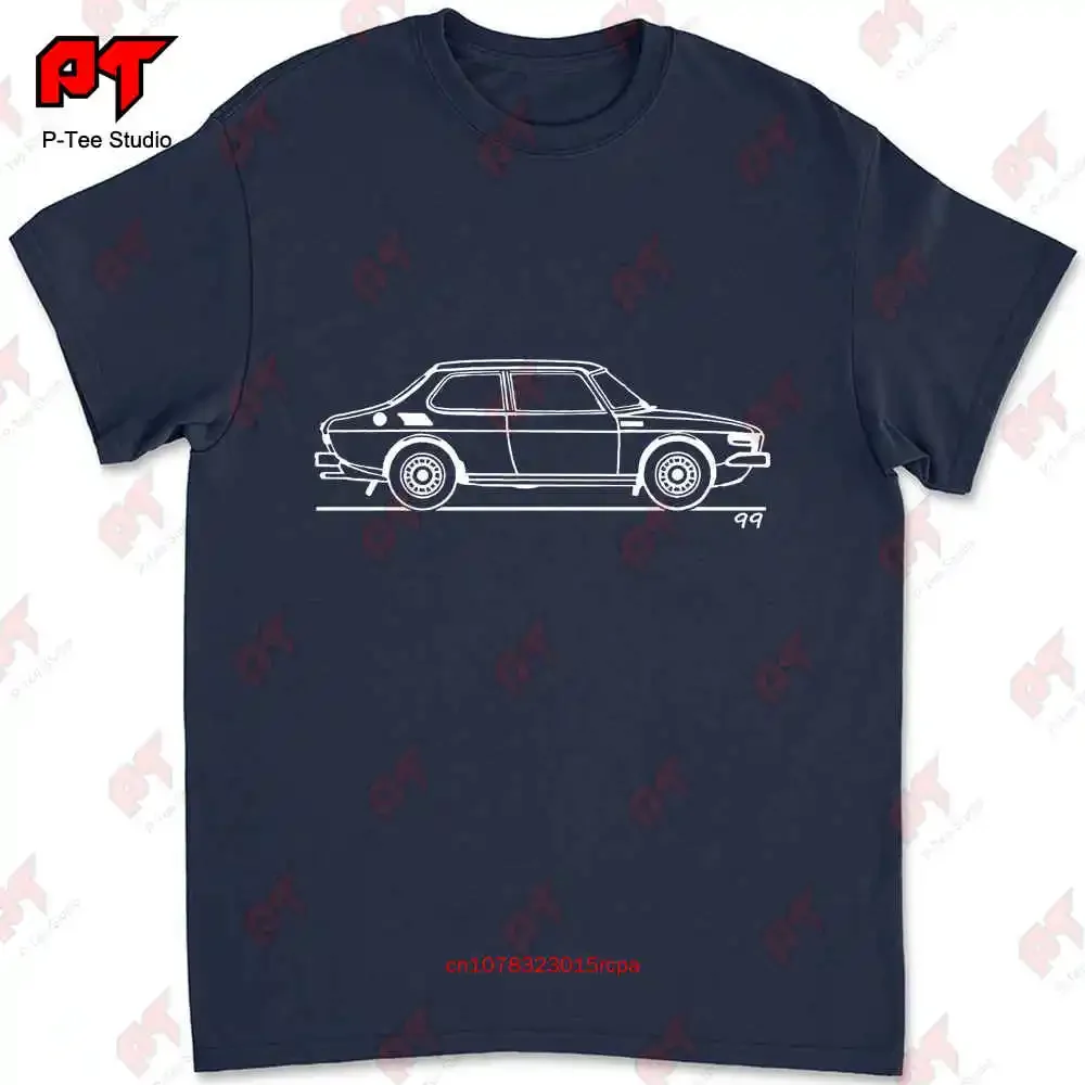 1973 Saab 99 Original Art Sketch Classic Car T-shirt 4QK8