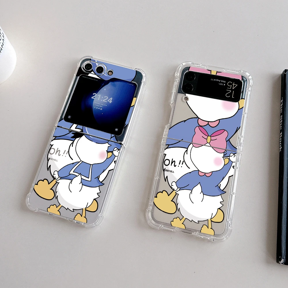 Cute cartoon Couple Donald Duck Daisy Phone Case for Samsung Galaxy Z Flip 3 4 Z Flip 5 Z Fold 4 5G PC Soft Anti-fall Back Cover