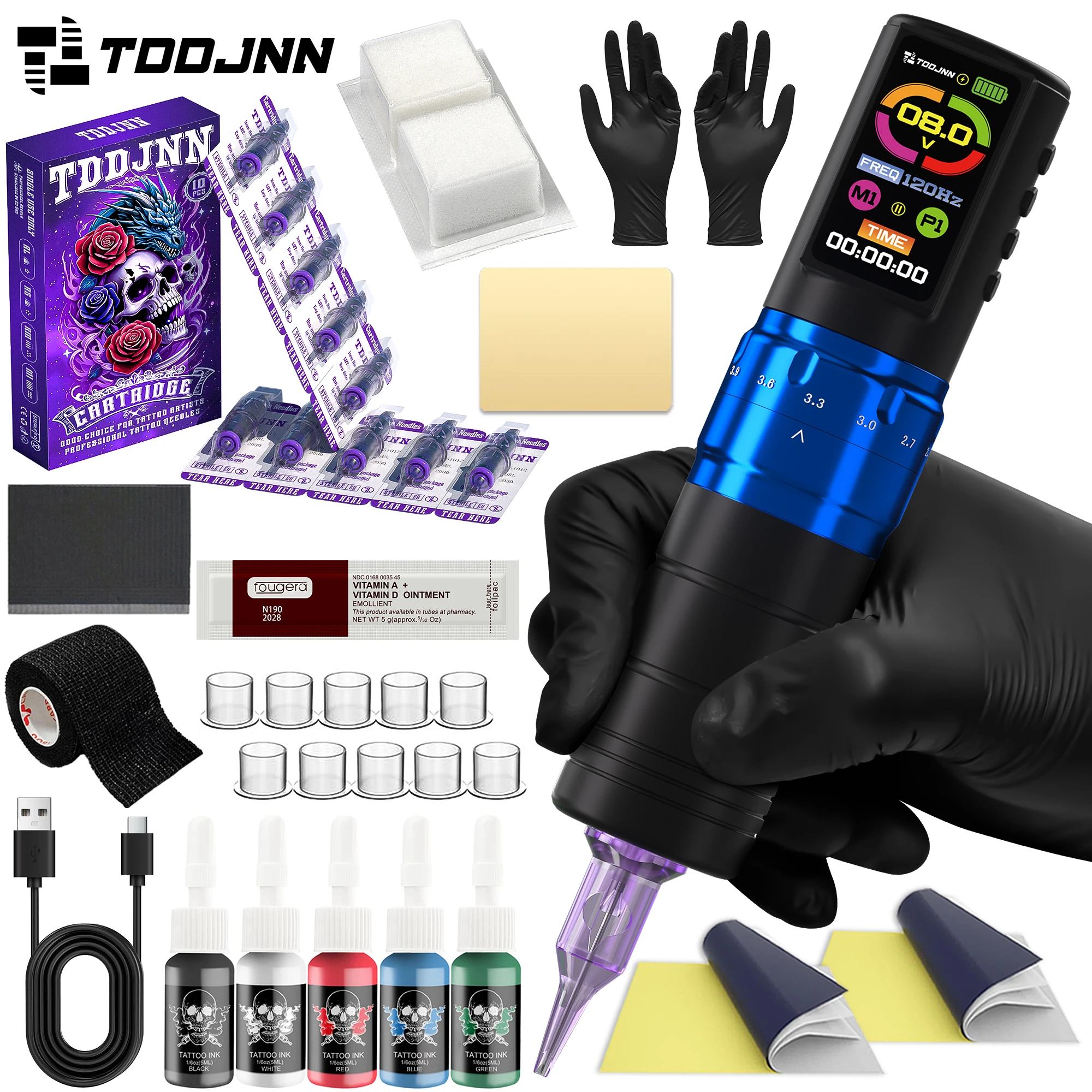 

TDDJNN Professional Wireless Tattoo Kit, 1.47in, with dotting and memory functions, for tattoo enthusiasts & pro tattoo artists.