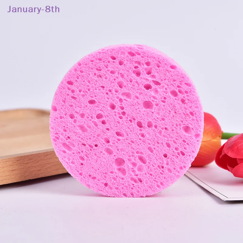 Natural Plant Fiber Face Wash Cleansing Round Sponge Beauty Makeup Tool Pink