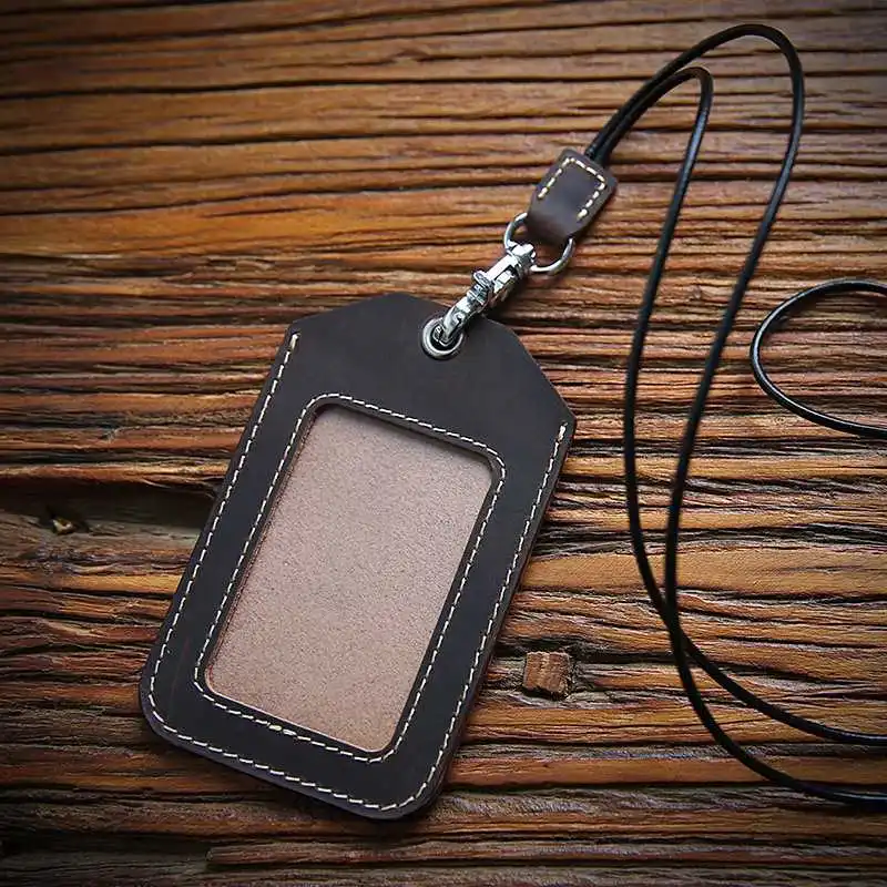 top-layer-cowhide-leather-business-card-holder-vintage-work-id-card-lanyard-men's-accessory-envelope-shape-adult-wallet