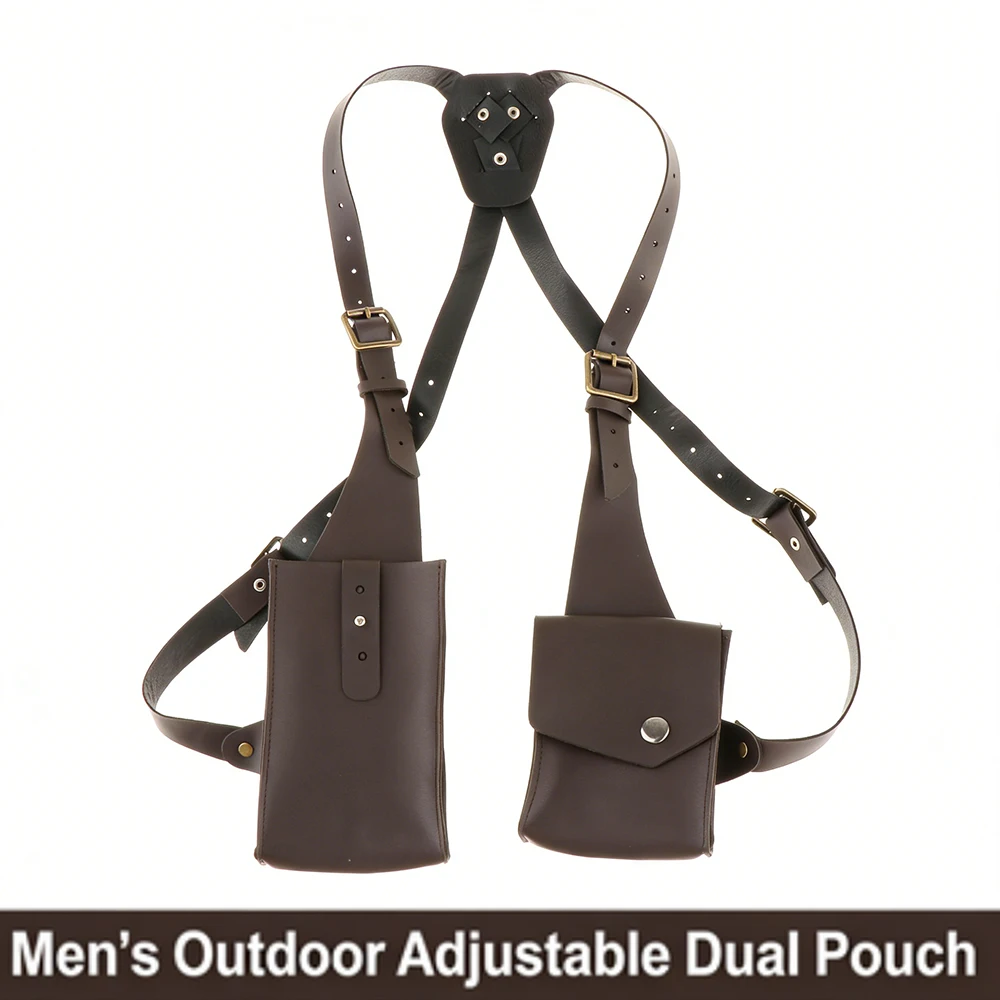 

Medieval Renaissance Men's Leather Wallet - Adjustable Strap Underarm Shoulder Bag for Halloween Role Playing