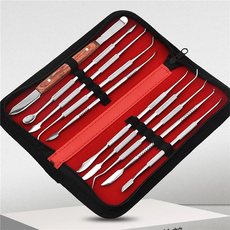 A26F-20X Spatula Plaster Knife Practical Stainless Steel Versatile Teeth Wax Carving Tool Set