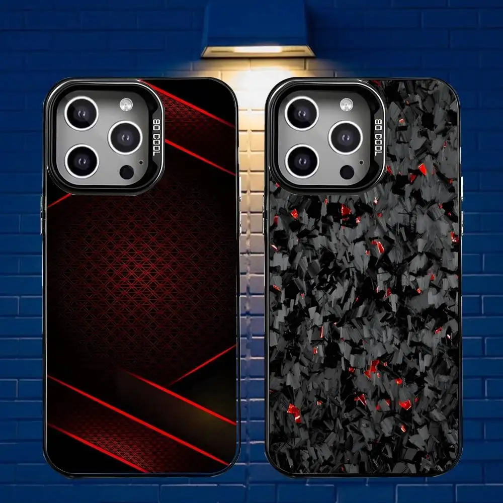 

Cool Carbon Fiber Pattern Phone Case For iPhone 16,15,14,13,12,11,Mini,Pro,E,MAX Gray Matte Silicone Black Cover