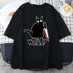 Killer Black Cat What Surprised Men's T-Shirt Funny Printing Clothes Fashion S-XXXL Male Tshirts Oversized Casual Men T Shirt