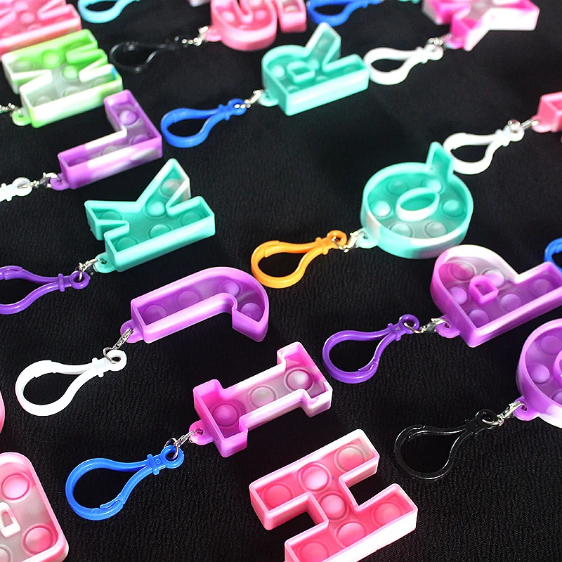 Silicone Push Bubble Keychain para crianças, Push Fidget Brinquedos, Ornamentos simples de saco de covinha, Popite Anti Stress, Presentes de aniversário