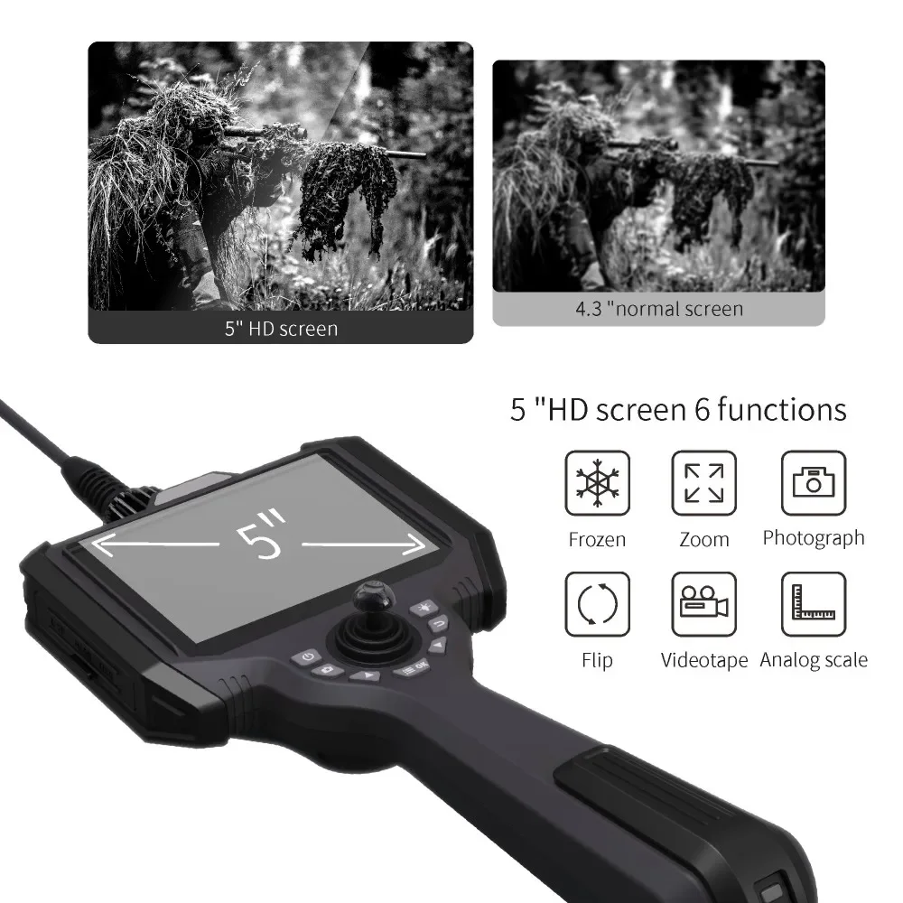 Aangepaste Infrarood Slang Endoscoop, 6Mm 360 Articulatie Optische Vezel Ir Industriële Borescope, 5 Inch Ip67 Videoscoop Camera