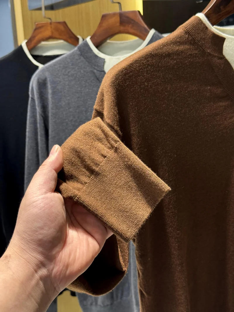   Suéter de punto informal para hombre, conjunto de ocio de rayón y lana de acetato falso de dos piezas, combina con todo, otoño e invierno, calidez en V