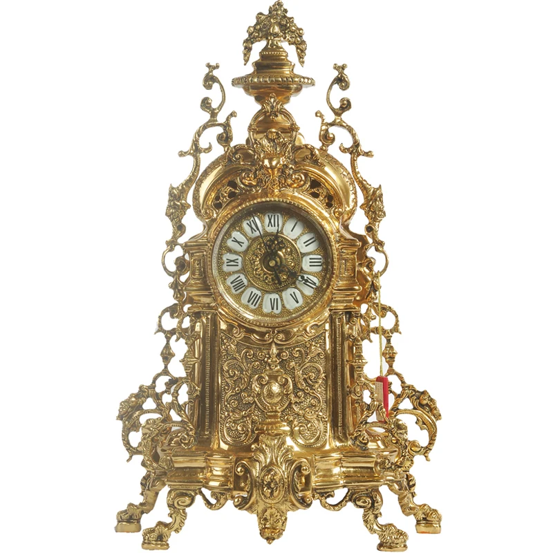

Retro pure copper clock classical home jewelry living room entrance ornament