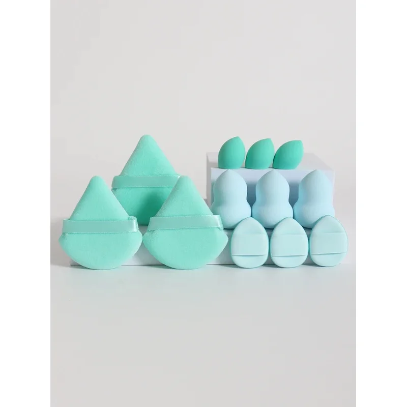 مجموعة إسفنجة مكياج متعددة الأغراض مكونة من 12 قطعة، مصنوعة من 3 منتفخ لبودرة سائبة، و3 منتفخات وسائد هوائية صغيرة، و3 بيضات تجميل و3 جمال صغير