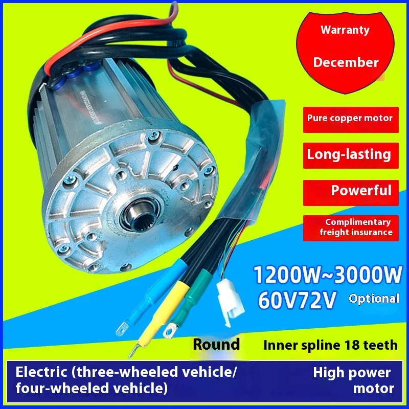 Electric Tricycle Motor - High Power Brushless, 4-Wheeler High-Speed Motor Assembly, 60V 3000W, Efficient & Durable Performance