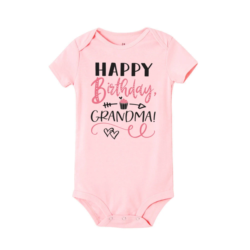 Happy Birthday To The Best Grandma Baby Clothes Newborn Toddler Jumpsuit Grandmother\'s Birthday Infant Outfit Bodysuit Best Gift